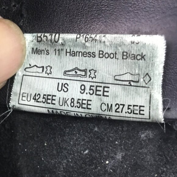 Vintage Durango Mens 11" Harness Boot Size 9.5EE Western Black Leather Square To - Picture 13 of 13